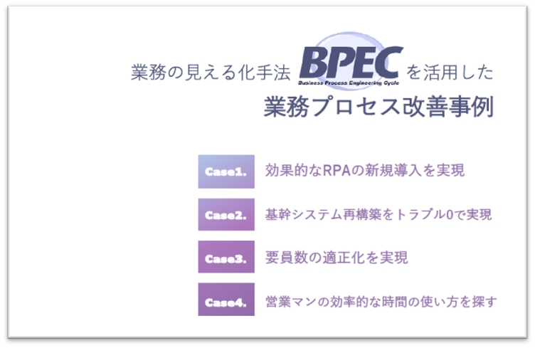【資料ダウンロード】業務の見える化「BPEC」手法 を活用した業務プロセス改善事例